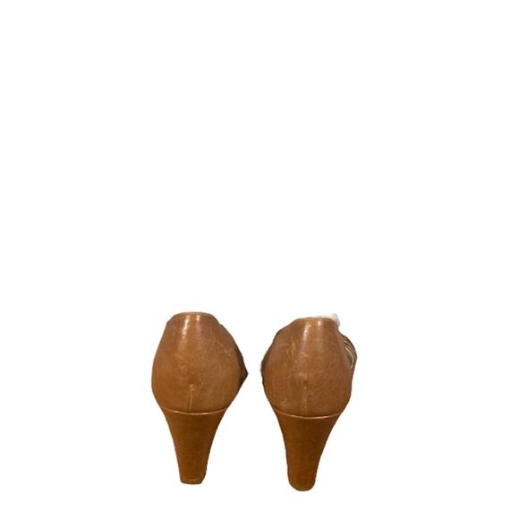 Les Venues Brown Leather Strappy Heels Women Sz 39.5 - Picture 5 of 11
